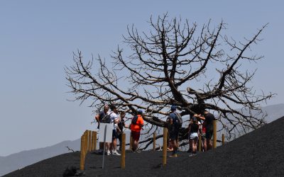 Geoturismo en el volcán Tajogaite, erucpión de 2021, La Palma, Canarias, España
